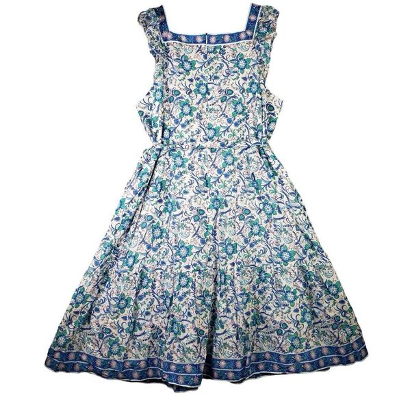 Talbots Blue and Teal Floral Midi Dress - Picture 3 of 8